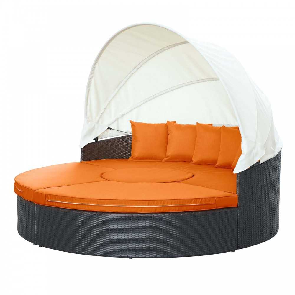 Quest Canopy Outdoor Patio Daybed, Espresso Orange