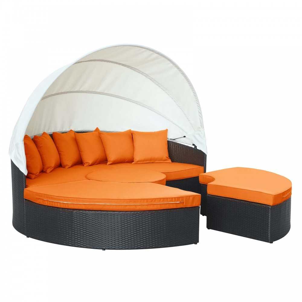 Quest Canopy Outdoor Patio Daybed, Espresso Orange