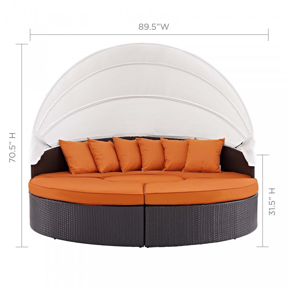 Quest Canopy Outdoor Patio Daybed, Espresso Orange