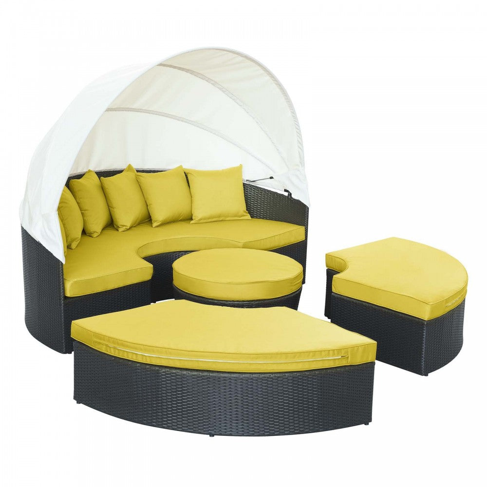 Quest Canopy Outdoor Patio Daybed, Espresso Peridot