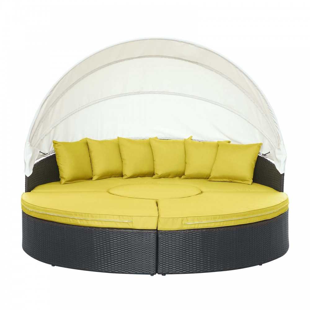 Quest Canopy Outdoor Patio Daybed, Espresso Peridot