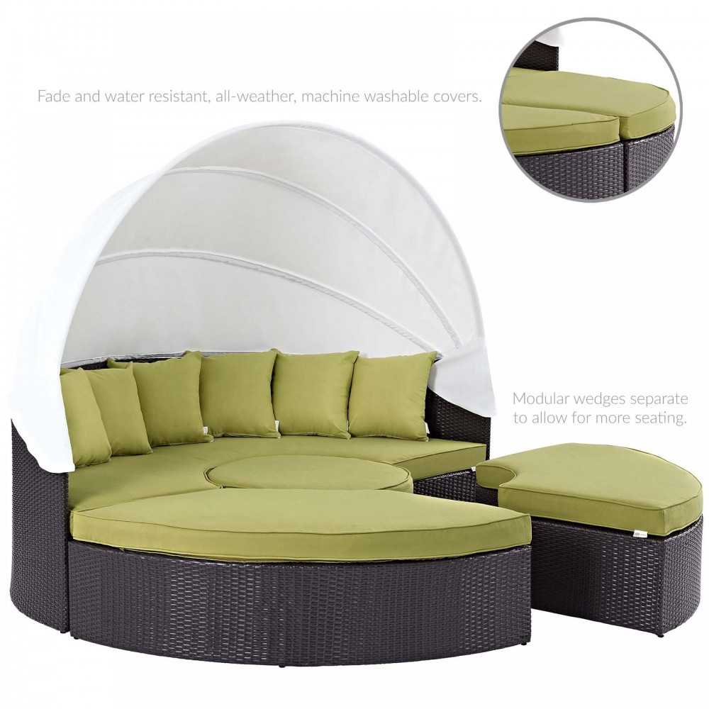 Quest Canopy Outdoor Patio Daybed, Espresso Peridot