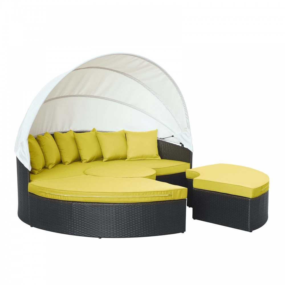 Quest Canopy Outdoor Patio Daybed, Espresso Peridot
