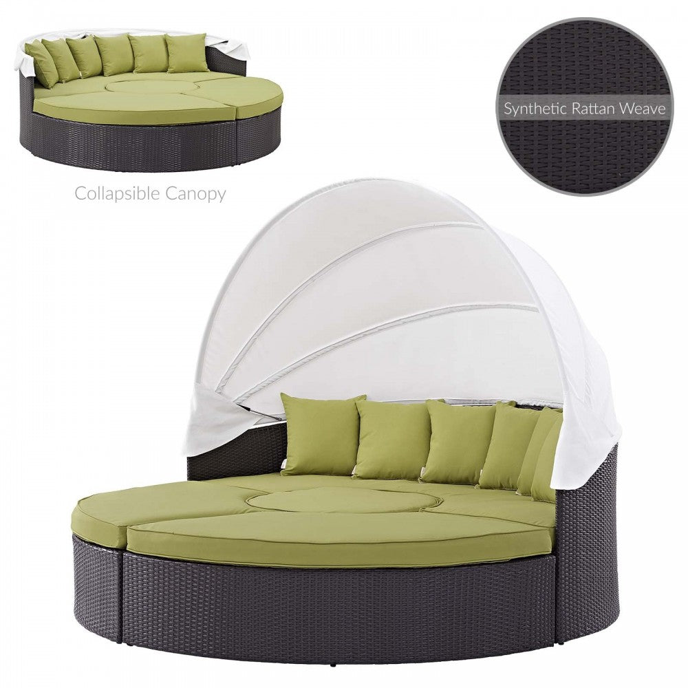 Quest Canopy Outdoor Patio Daybed, Espresso Peridot