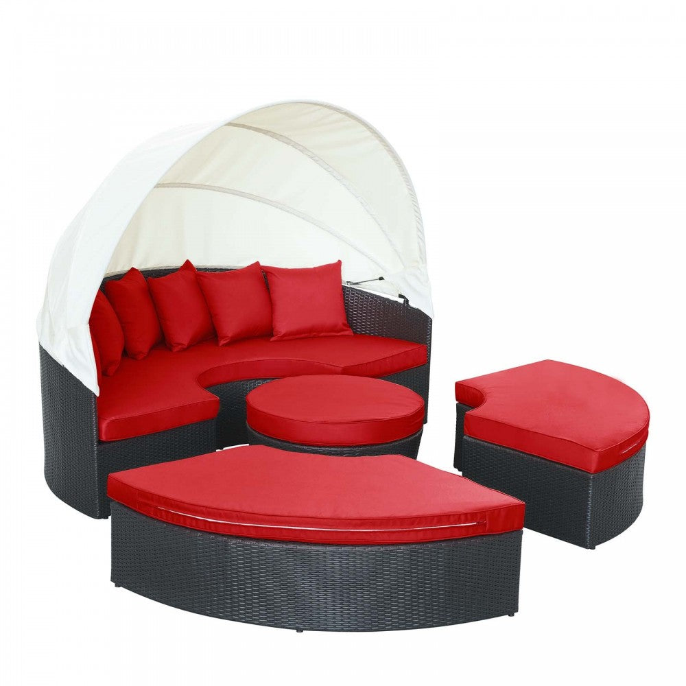 Quest Canopy Outdoor Patio Daybed, Espresso Red