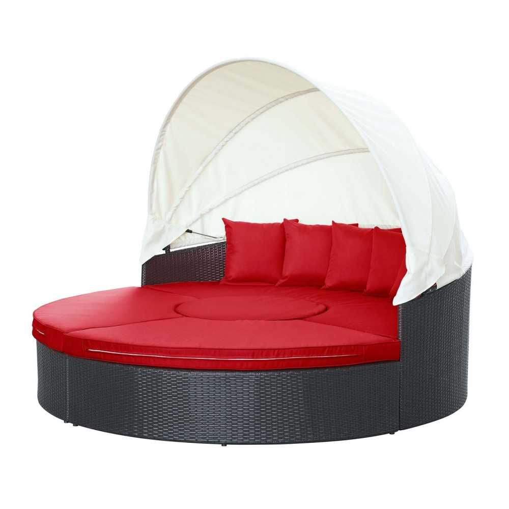 Quest Canopy Outdoor Patio Daybed, Espresso Red