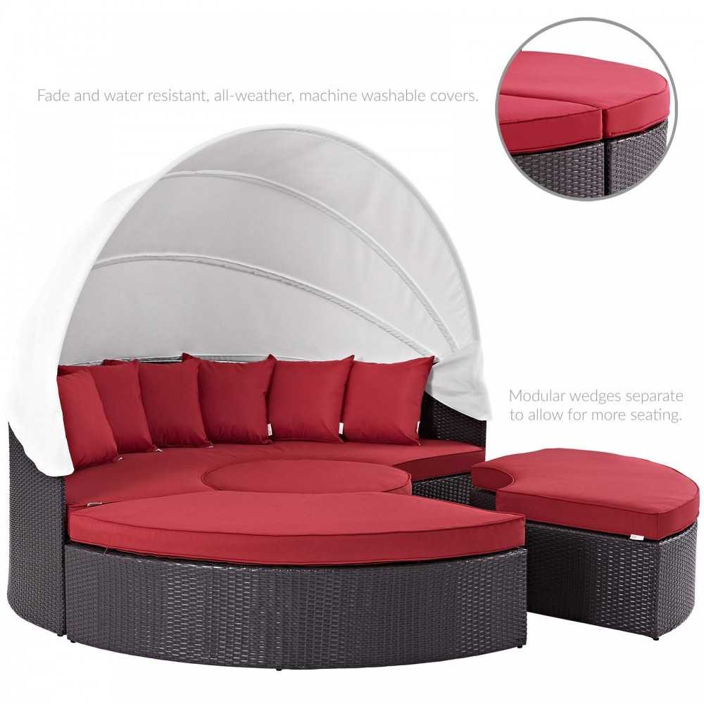 Quest Canopy Outdoor Patio Daybed, Espresso Red