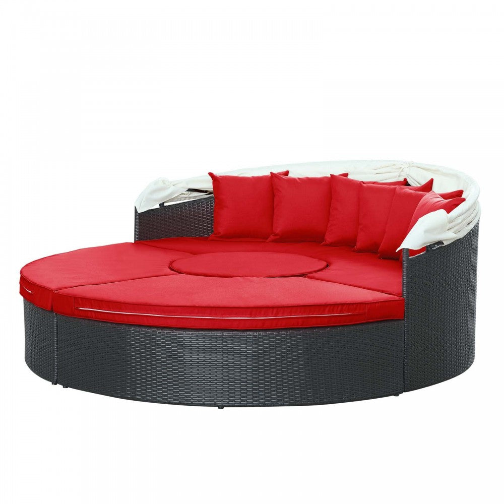 Quest Canopy Outdoor Patio Daybed, Espresso Red