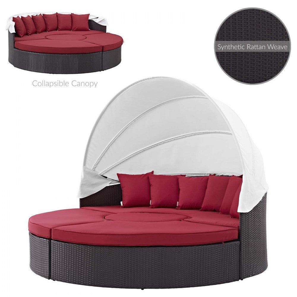 Quest Canopy Outdoor Patio Daybed, Espresso Red