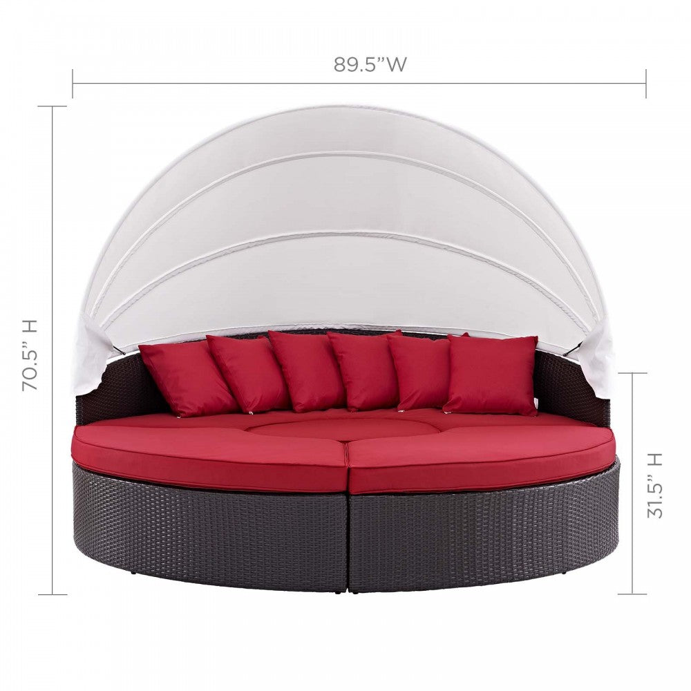 Quest Canopy Outdoor Patio Daybed, Espresso Red