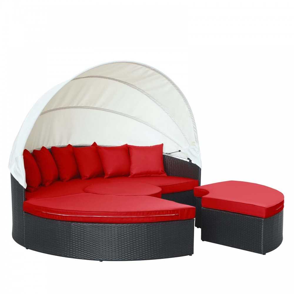 Quest Canopy Outdoor Patio Daybed, Espresso Red