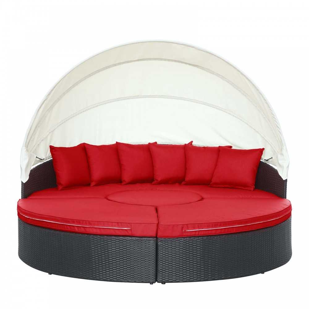 Quest Canopy Outdoor Patio Daybed, Espresso Red