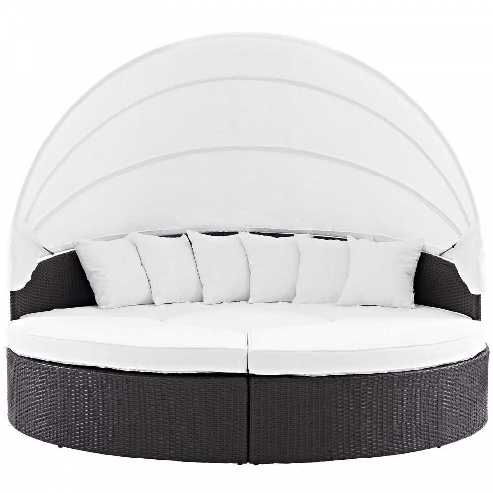 Quest Canopy Outdoor Patio Daybed, Espresso White