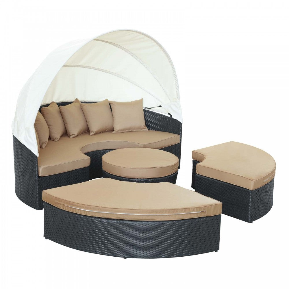 Quest Canopy Outdoor Patio Daybed, Espresso Mocha