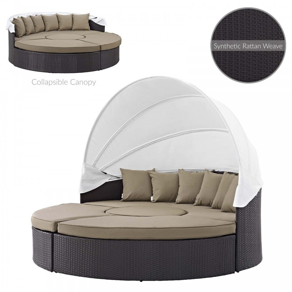 Quest Canopy Outdoor Patio Daybed, Espresso Mocha