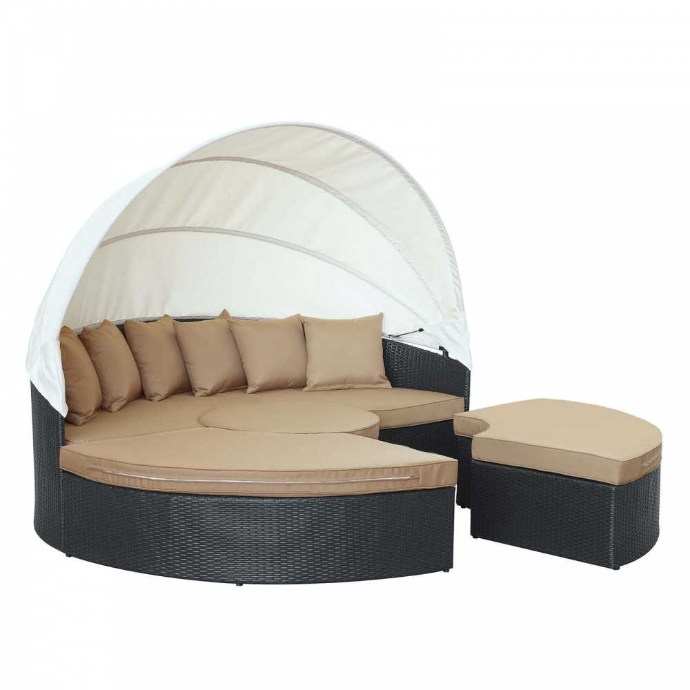 Quest Canopy Outdoor Patio Daybed, Espresso Mocha