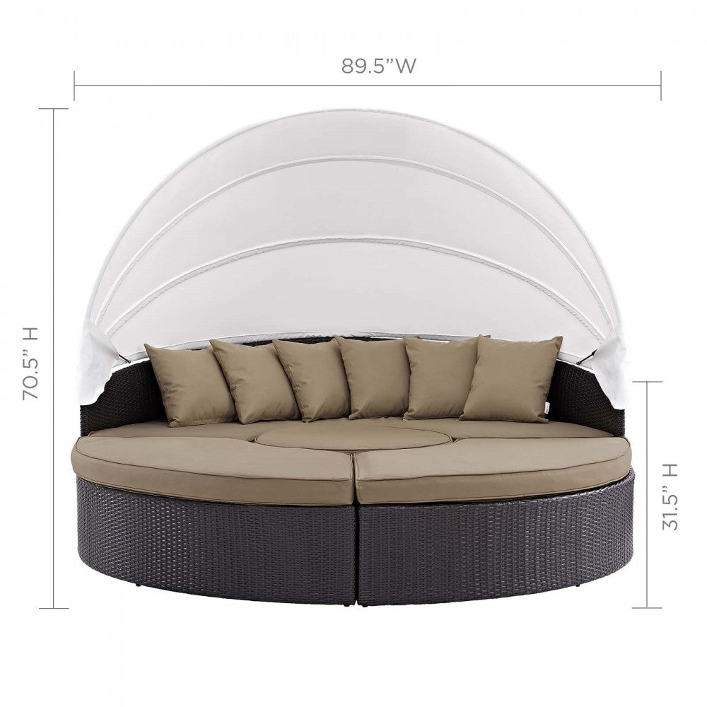 Quest Canopy Outdoor Patio Daybed, Espresso Mocha