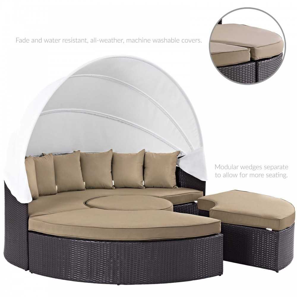 Quest Canopy Outdoor Patio Daybed, Espresso Mocha