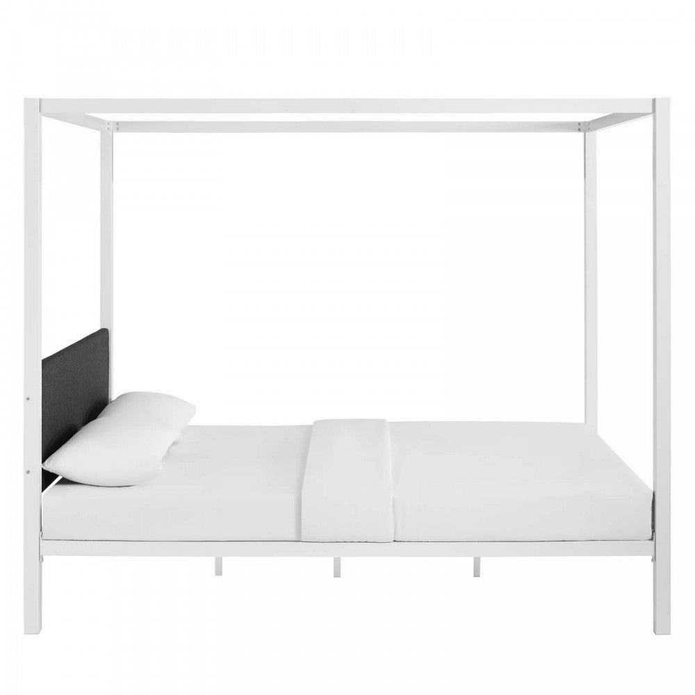 Raina Queen Canopy Bed Frame, White, MOD-5570-WHI-GRY