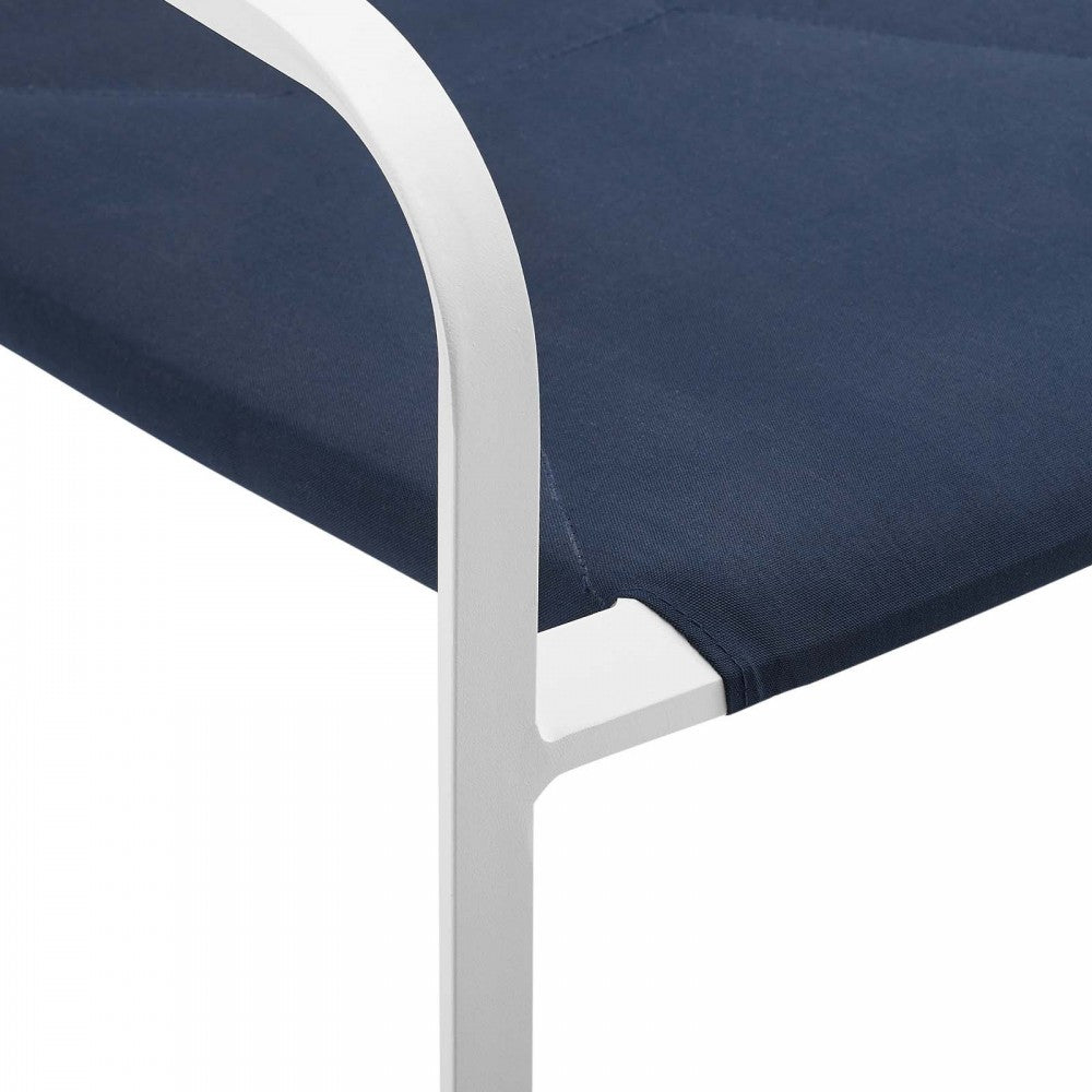 Raleigh Outdoor Patio Aluminum Armchair Set of 2, White Navy