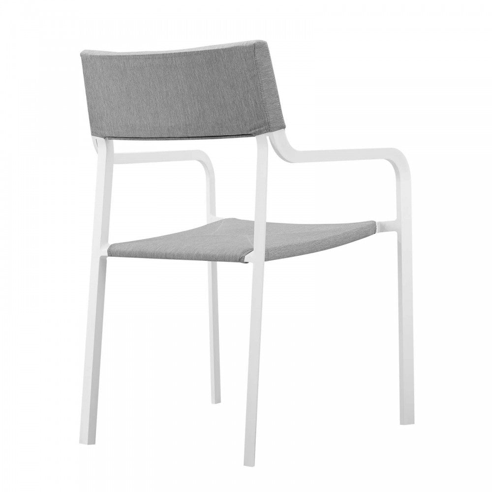 Raleigh Outdoor Patio Aluminum Armchair Set of 2, White Gray