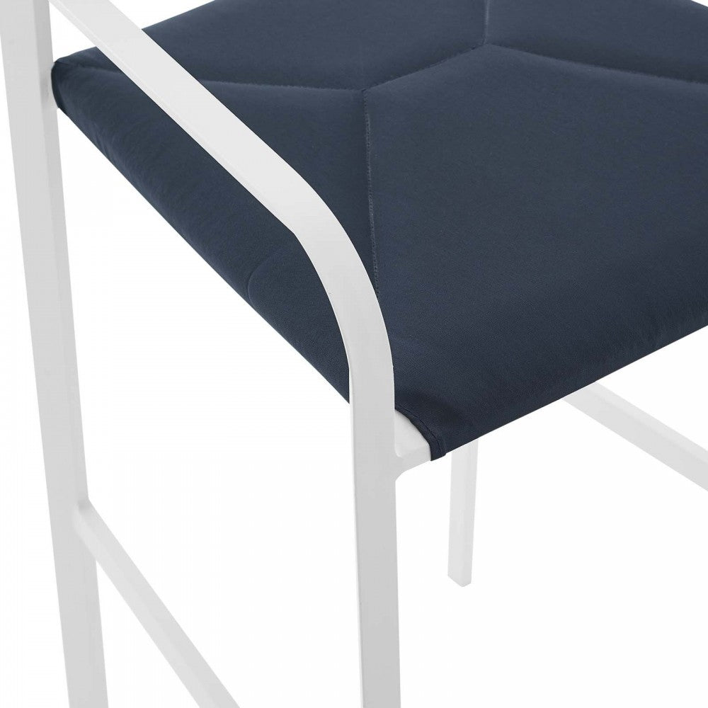 Raleigh Outdoor Patio Aluminum Bar Stool Set of 2, White Navy