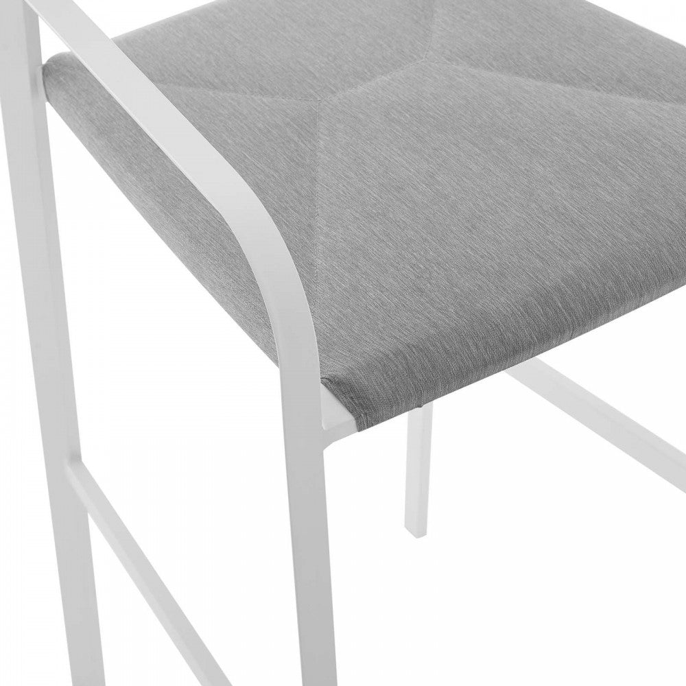 Raleigh Outdoor Patio Aluminum Bar Stool Set of 2, White Gray