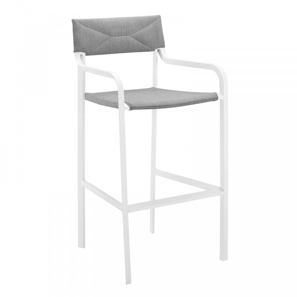 Raleigh Outdoor Patio Aluminum Bar Stool Set of 2, White Gray