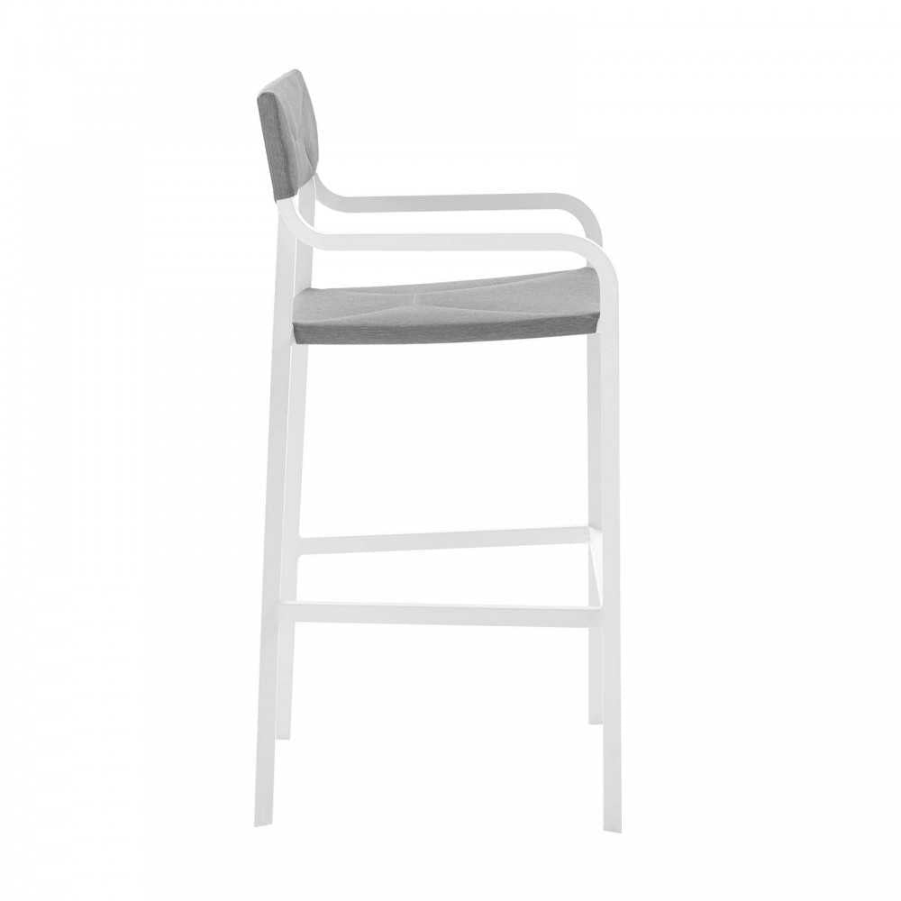 Raleigh Outdoor Patio Aluminum Bar Stool Set of 2, White Gray