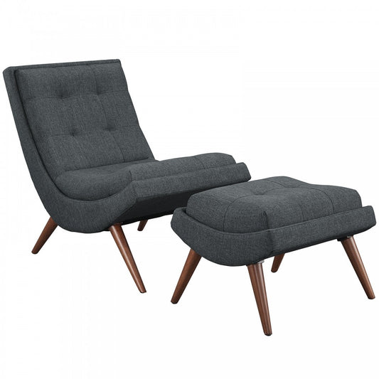 Ramp Upholstered Fabric Lounge Chair Set, Gray