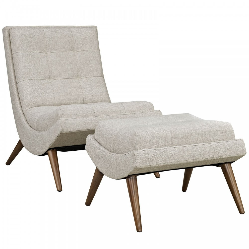 Ramp Upholstered Fabric Lounge Chair Set, Sand