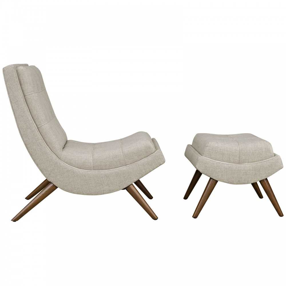 Ramp Upholstered Fabric Lounge Chair Set, Sand