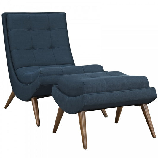 Ramp Upholstered Fabric Lounge Chair Set, Azure