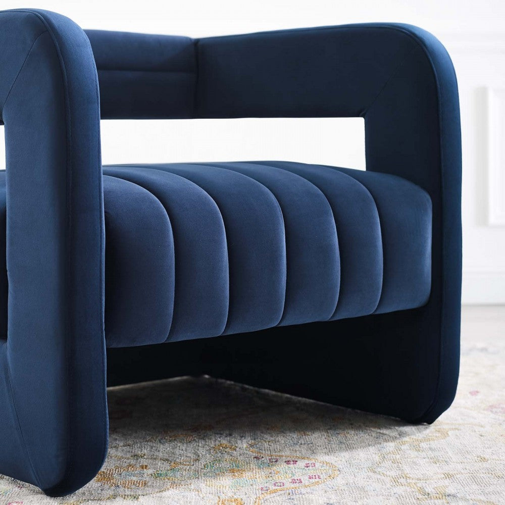 Range Tufted Performance Velvet Accent Armchair, Midnight Blue