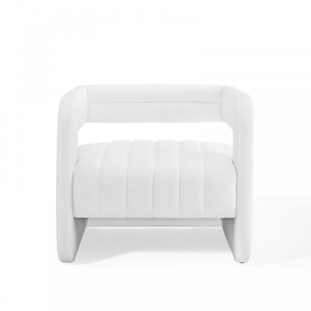 Range Tufted Performance Velvet Accent Armchair, White