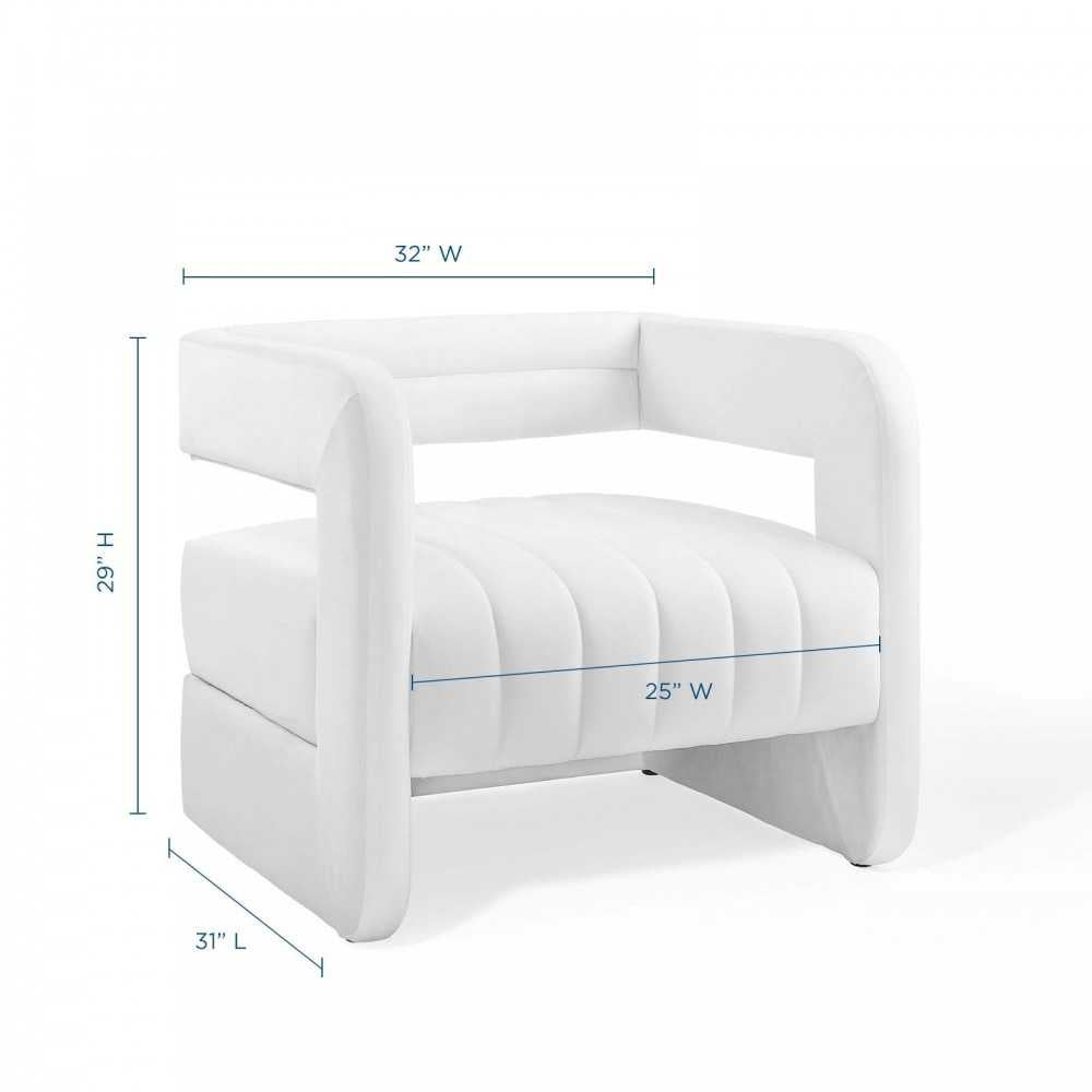 Range Tufted Performance Velvet Accent Armchair, White