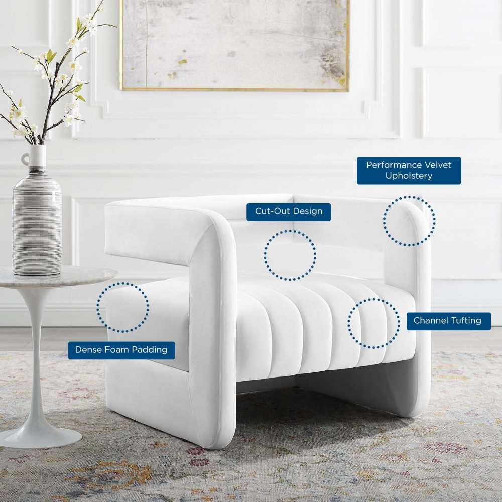Range Tufted Performance Velvet Accent Armchair, White