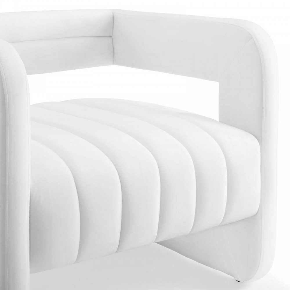 Range Tufted Performance Velvet Accent Armchair, White