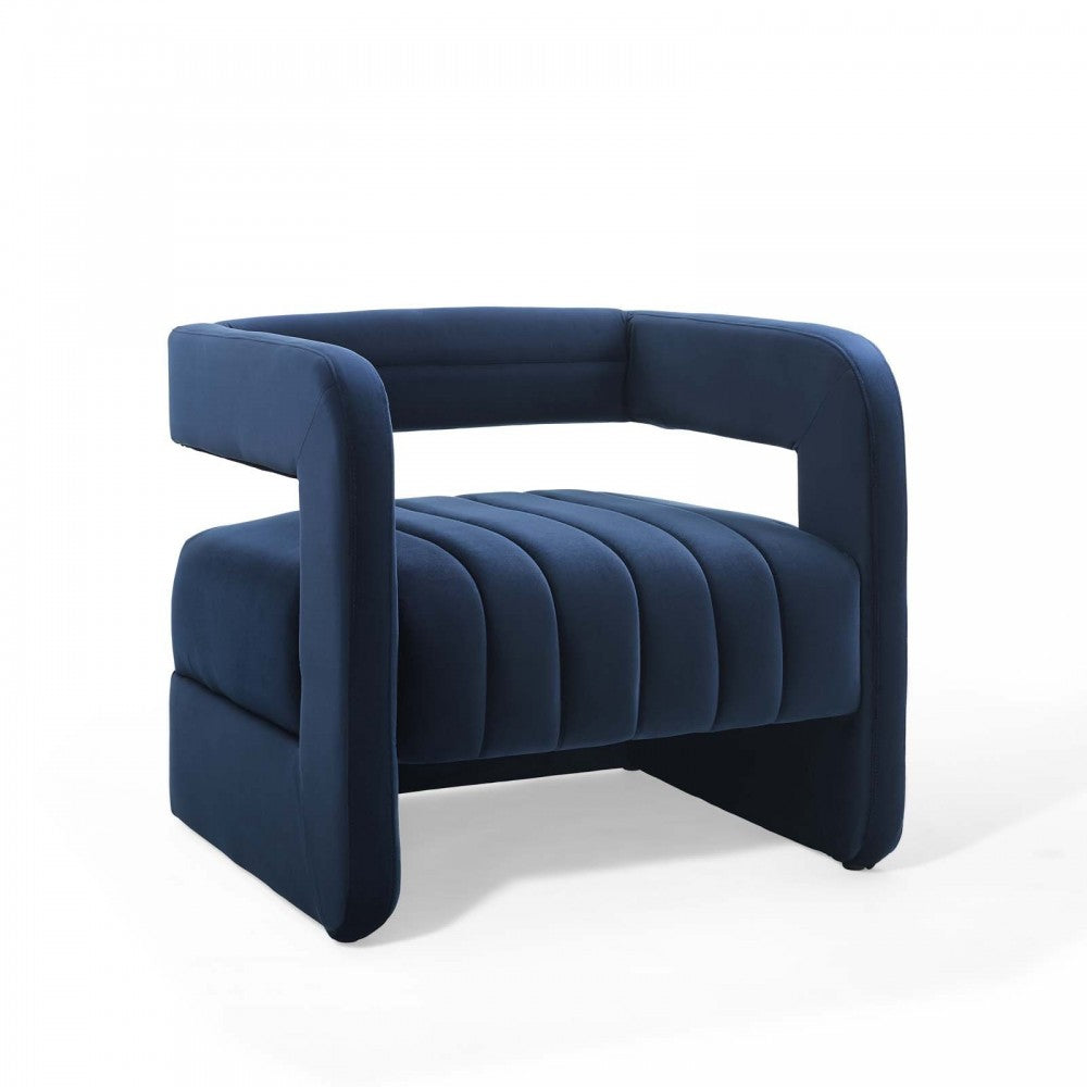 Range Tufted Performance Velvet Accent Armchair Set of 2, Midnight Blue