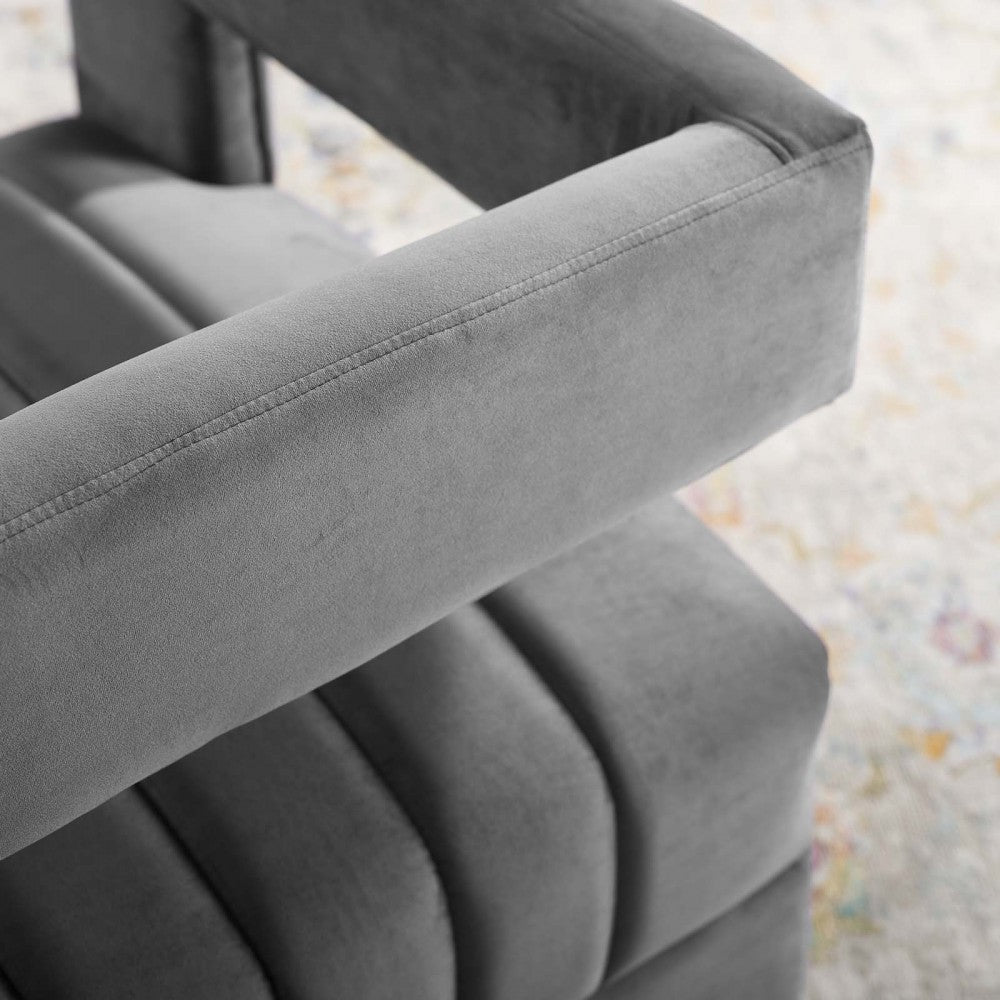 Range Tufted Performance Velvet Accent Armchair, Charcoal
