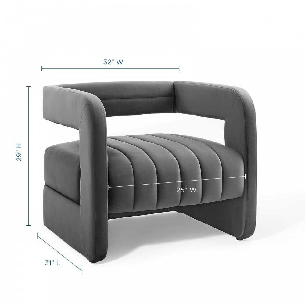 Range Tufted Performance Velvet Accent Armchair, Charcoal