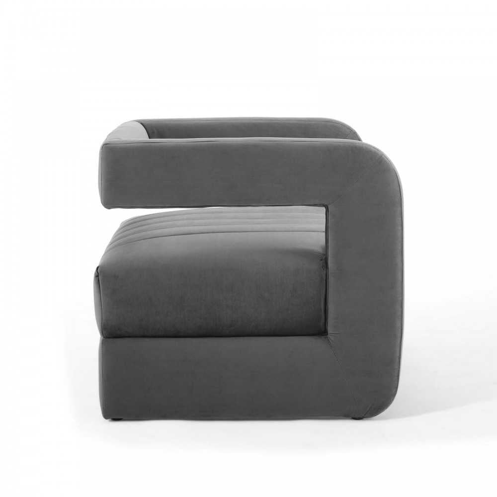 Range Tufted Performance Velvet Accent Armchair, Charcoal