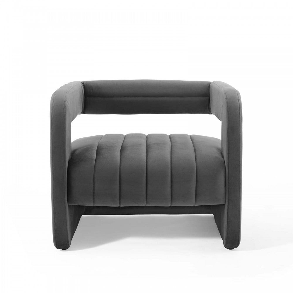 Range Tufted Performance Velvet Accent Armchair, Charcoal