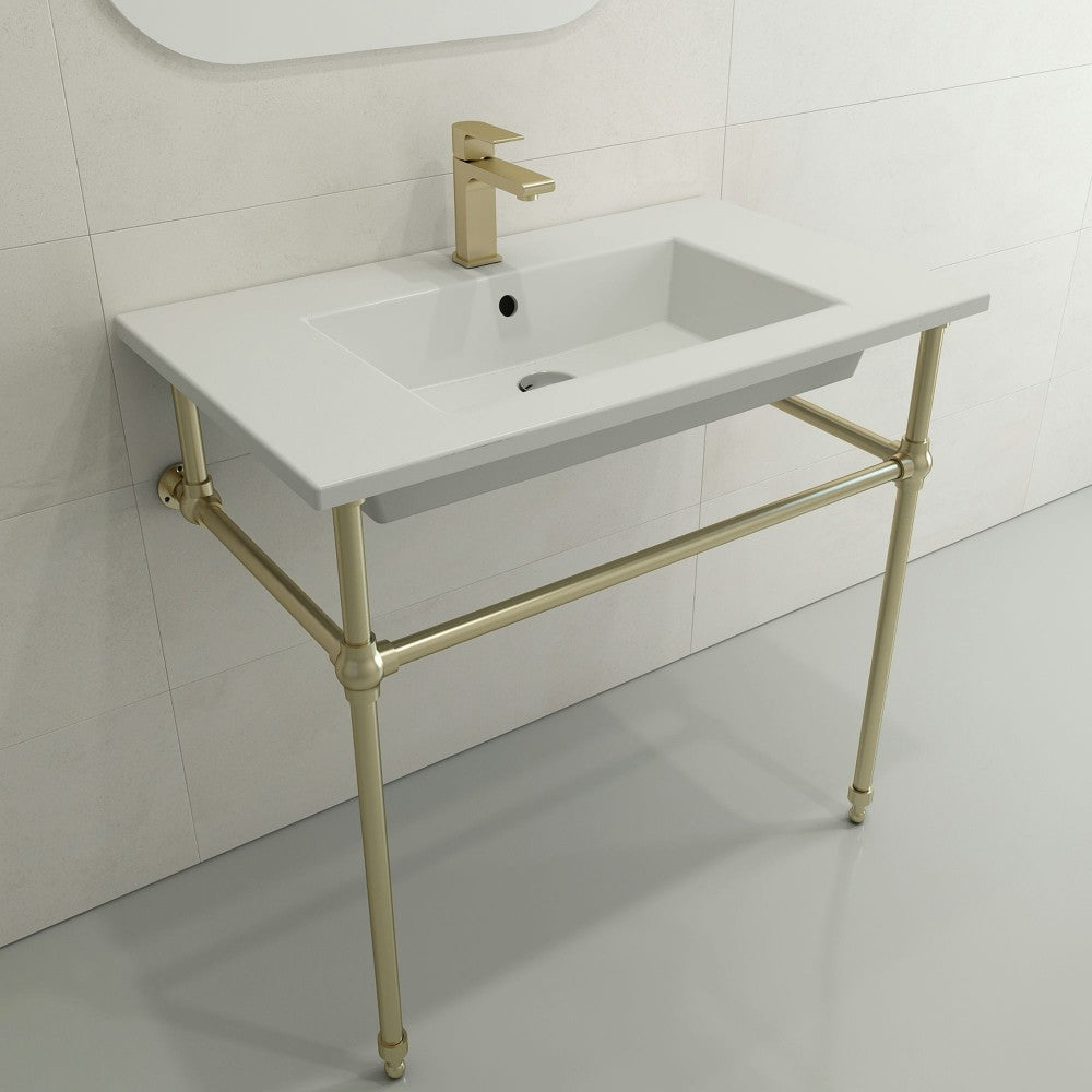 Ravenna Wall-Mounted Sink Fireclay 32.25 in. 1-Hole with Overflow in Matte White