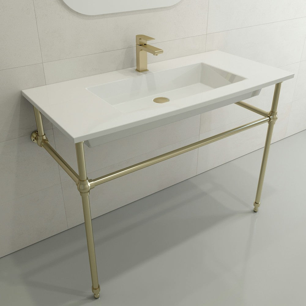Ravenna Wall-Mounted Sink Fireclay 40.5 in. 1-Hole with Overflow in White
