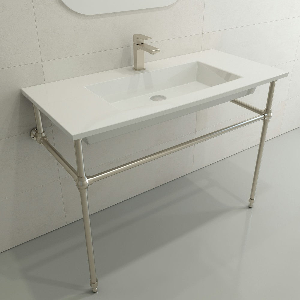 Ravenna Wall-Mounted Sink Fireclay 40.5 in. 1-Hole with Overflow in White