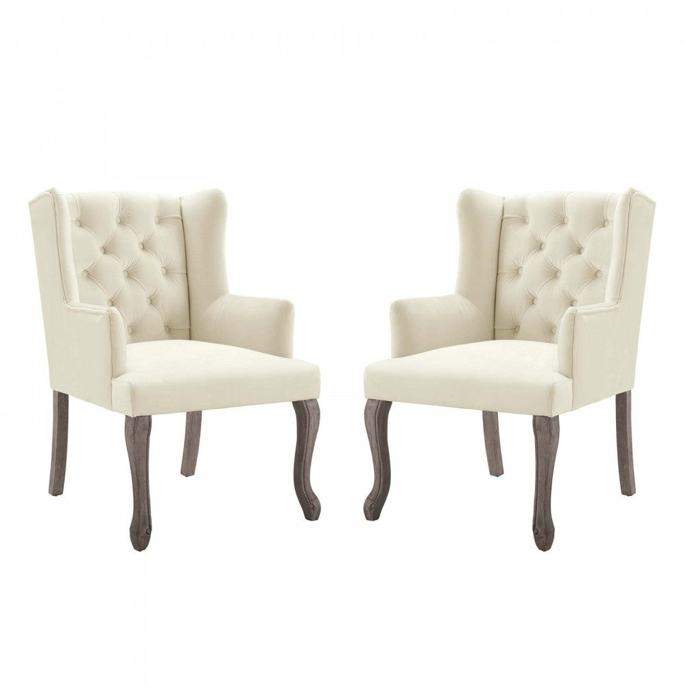 Realm Armchair Performance Velvet Set of 2, Ivory