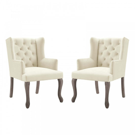 Realm Armchair Performance Velvet Set of 2, Ivory