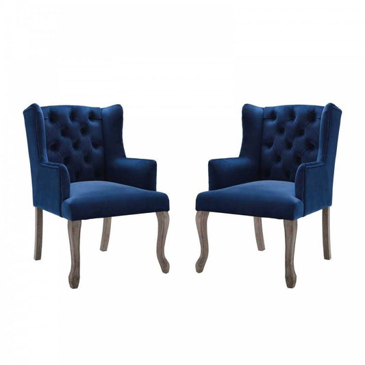 Realm Armchair Performance Velvet Set of 2, Navy