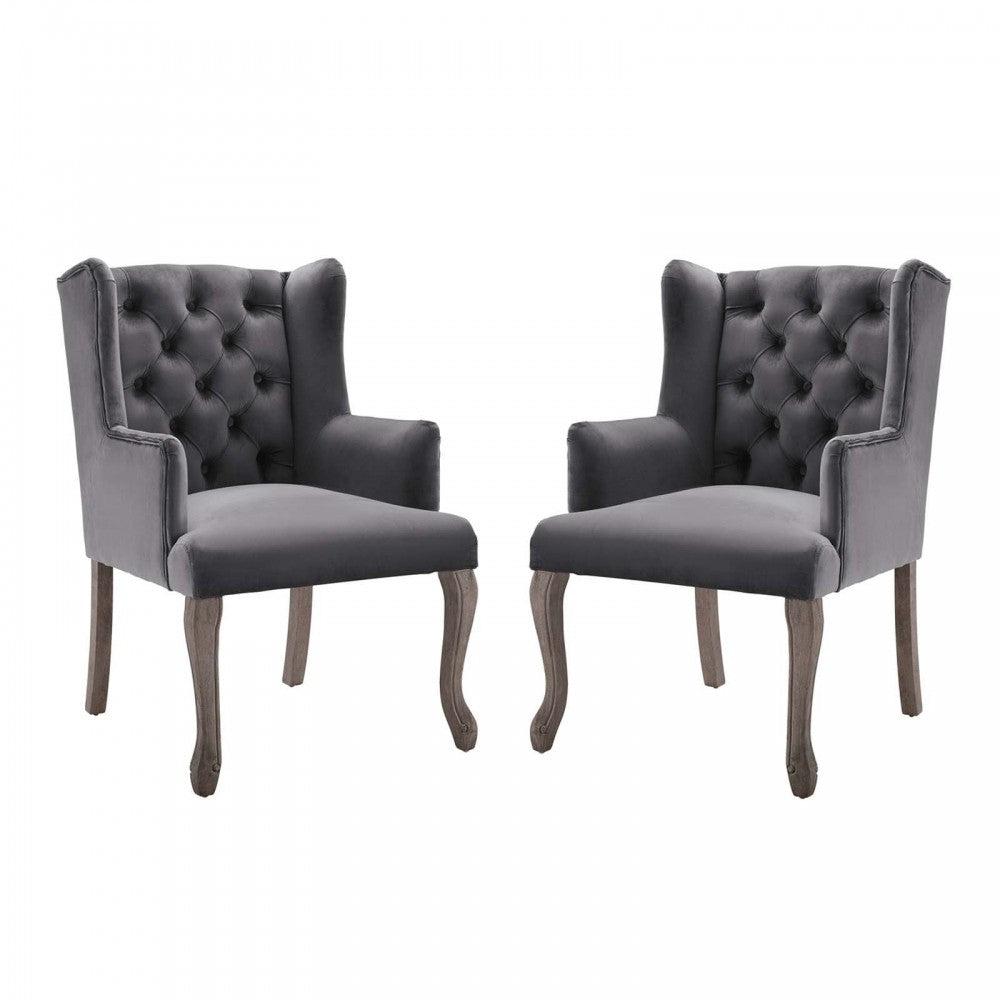 Realm Armchair Performance Velvet Set of 2, Gray